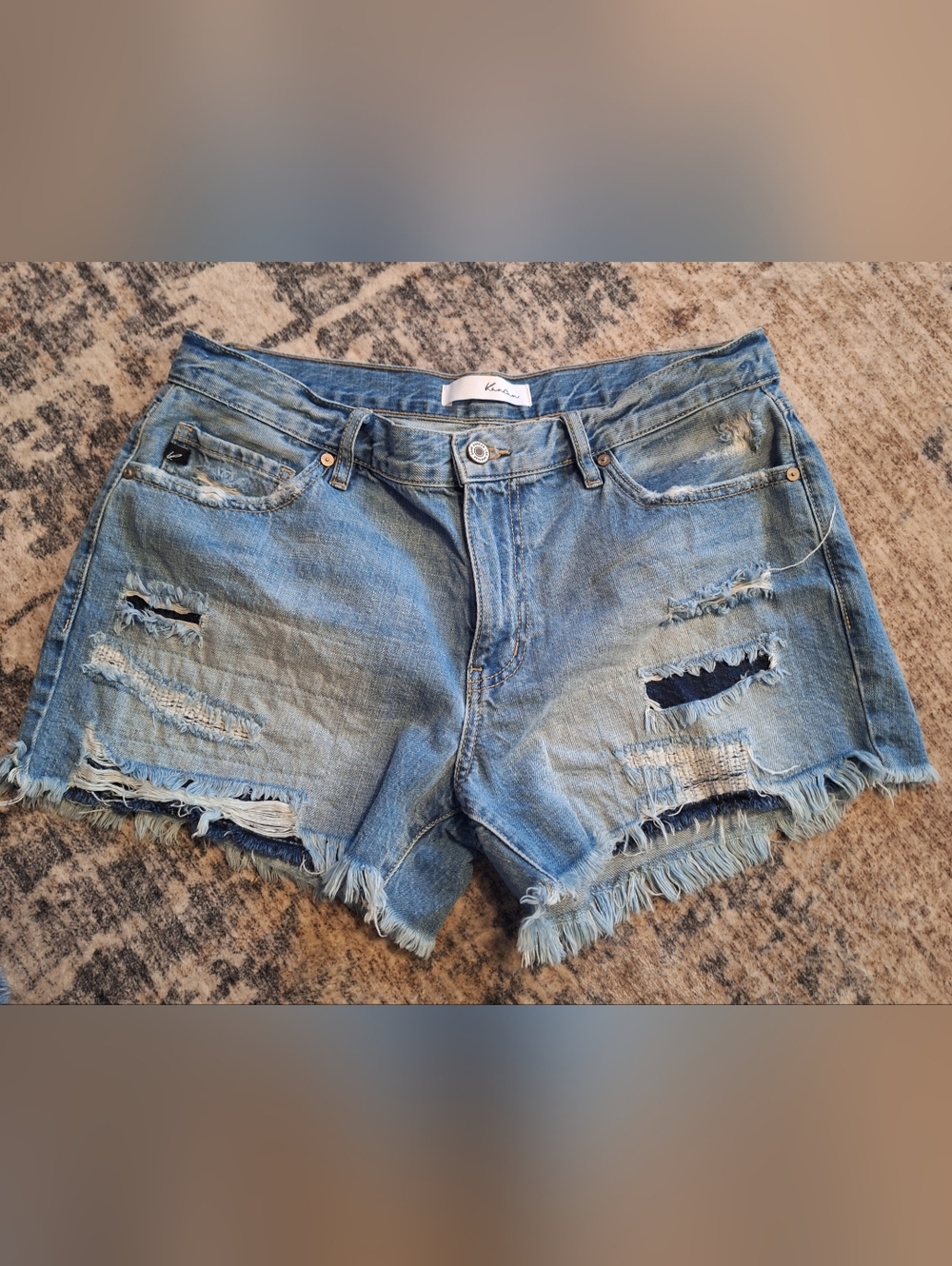 Womens Kancan Distressed Jean Shorts. Cute Stitching Detail. Sz 11/29
